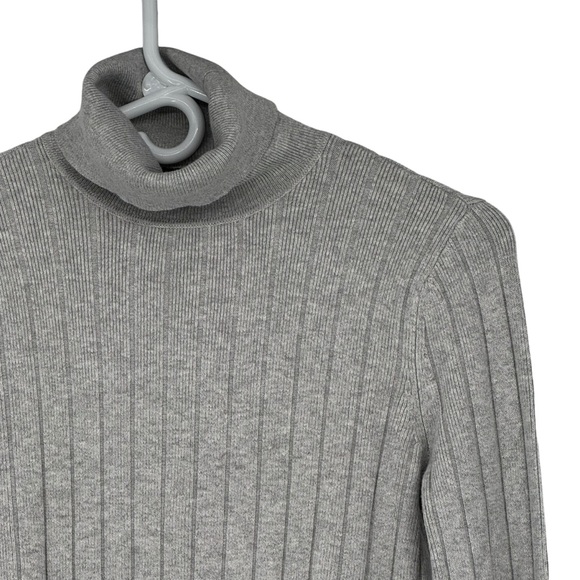 Talbots Small Petite Gray Ribbed Cotton/Nylon/Rayon/Spandex Turtleneck Sweater - Picture 4 of 9